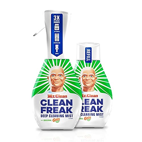 Mr. Clean Freak Deep Cleaning Mist Multi-Surface Spray with Gain Original Bundle, 1 Starter + 1 Refill