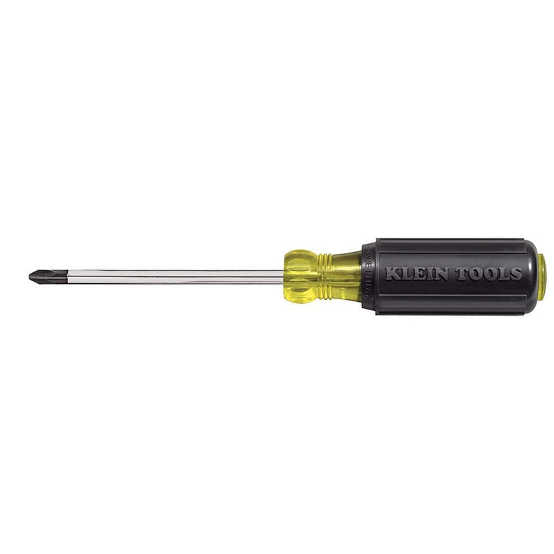 Klein Tools 603-4 Screwdriver, Made in USA, #2 Phillips Tip, Cushion Grip, Precision Machined Electrician Screwdriver, Home Improvement 4'' #2