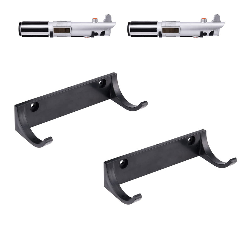 Lightsaber Hilt Wall Mount Holder Light Saber Hilt Display Rack Hook Stand, Compatible for Any Lightsaber Hilt, Black Pack of 2