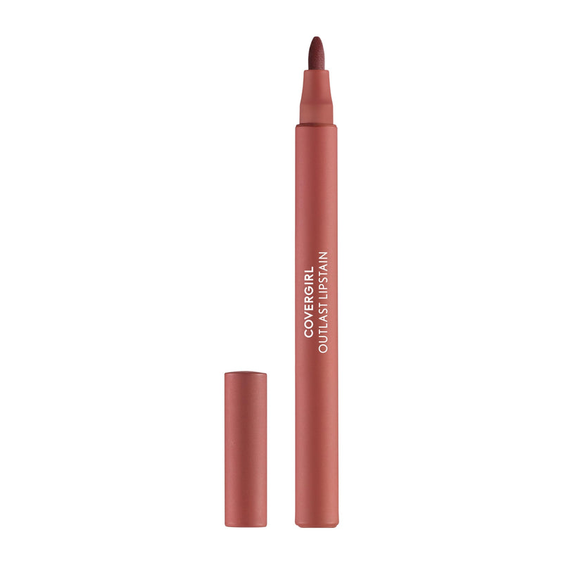 COVERGIRL Outlast, 65 Natural Blush, Lipstain, Smooth Application, Precise Pen-Like Tip, Transfer-Proof, Satin Stained Finish, Vegan Formula, 0.06Oz
