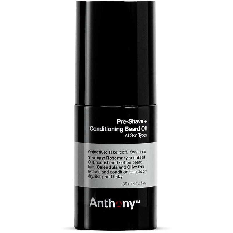 Anthony Pre-Shave and Conditioning Beard Oil, 2 Fl Oz, Contains Rosemary, Basil, Olive and Calendula Oils, Hydrates, Softens, Nourishes, and