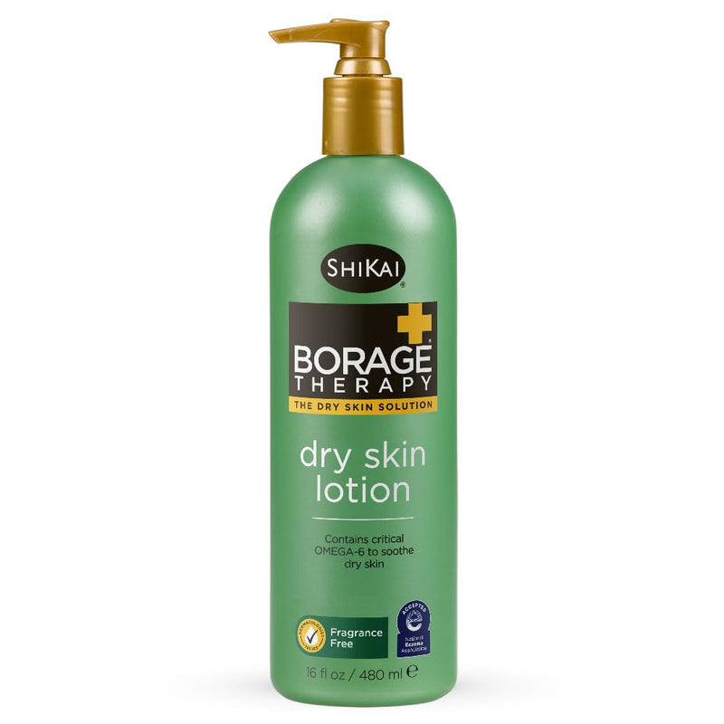 ShiKai Borage Therapy Dry Skin Lotion Body Moisturizer (16 oz) Unscented Skincare | Hydrating Lotion for Dry Hands & Body | With Oatmeal & Shea