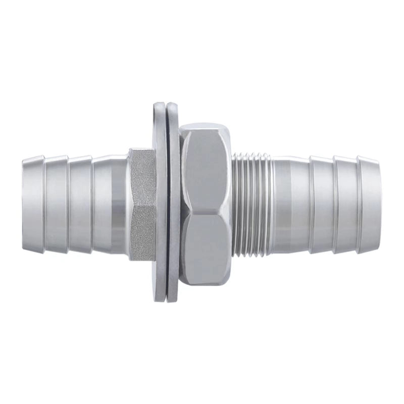 Enoch'S Land 3/4" Hose Barb Thru-Bulk Bulkhead Fitting,304 Stainless Steel Straight Hex Union Fitting for Air Water Fuel