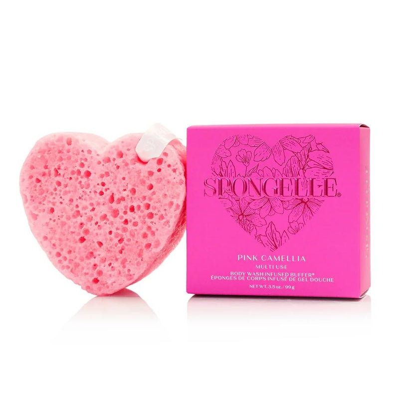SPONGELLÃ Pink Camellia Body Buffer â All-In-One Exfoliating Sponge & Body Wash for Valentine'S & Mother'S Day Gifts