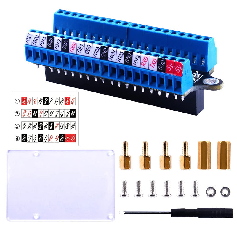 Geeekpi Micro GPIO Terminal Block Breakout Board Module for Raspberry Pi, GPIO Expansion Board Micro Connector for Raspberry Pi 4B/3B+/3B/2B/Pi