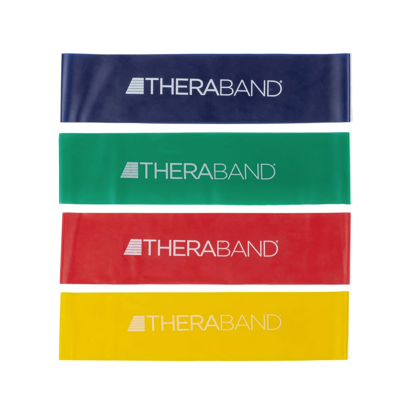 THERABAND Resistance Band Loop Set, Pack of 4, 12 Inch Band Loop Kit for Legs & Butt Workouts, Beginner to Advanced Levels for Exercise, Rehab,