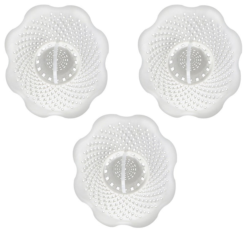 DANCO Tub Drain Protector Hair Catcher | Strainer | Bathtub Drain Snake, Snare and Auger | Hair Drain Clog Prevention | 3-Pack (10876), White