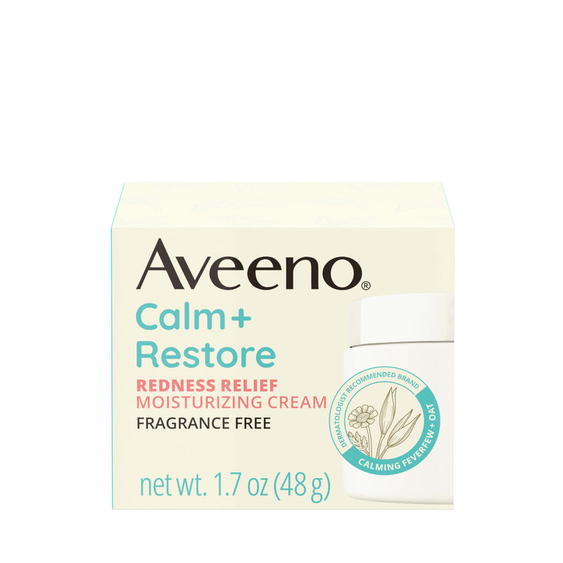 Aveeno Calm + Restore Facial Cream for Redness Relief, Soothing Face Moisturizer for Sensitive Skin, Hypoallergenic Formula, Fragrance-Free, 1.7 OZ