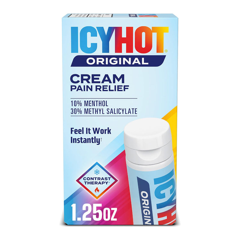 Icy Hot Original Pain Relieving Cream 1.25 Oz. Powerful Pain Relief for Muscles & Joints White