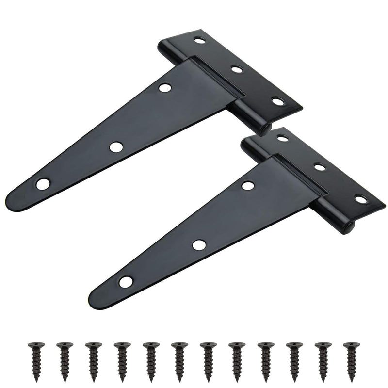 Tambee Gate Hinges Barn Door Hinges T-Strap Shed Door Hinges Outdoor Heavy Duty Hinge Wrought Hardware for Wooden Fences(8Inch 2PCS)