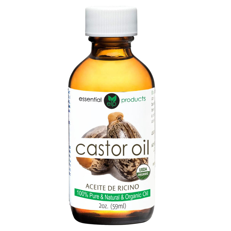 ELP Pure Organic Castor Oil - Promotes Hair, Eyebrow and Eyelash Growth - Diminishes Wrinkles and Signs of Aging - Hydrates and Nourishes Skin -