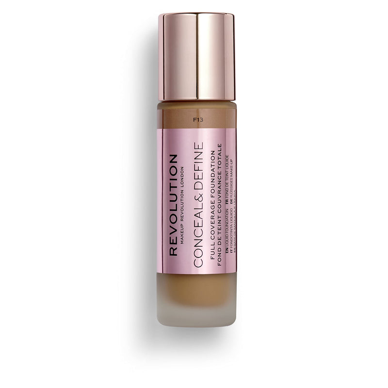 Makeup Revolution Conceal & Define Foundation, Cream Foundation Makeup, Full Coverage, for Medium Skin Tones, Vegan & Cruelty-Free, F7, 23Ml