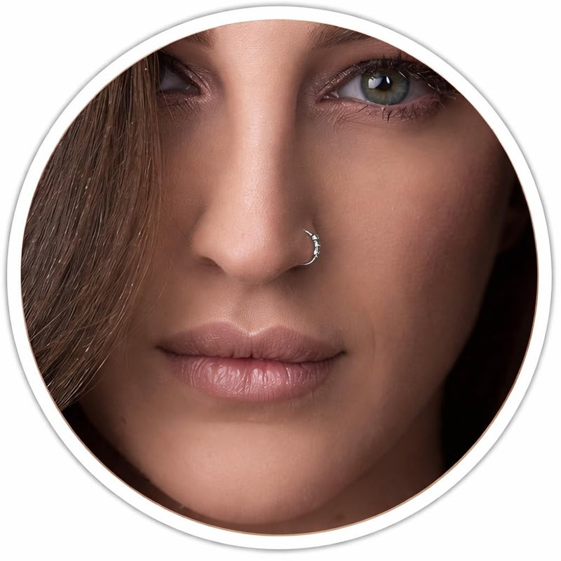 Gold Nose Ring - Thin Tiny 7Mm 24 Gauge Beaded Nose Hoop for Women - 14K Gold Filled Nose Rings Piercing Jewelry - Handmade Small Nose Hoops -