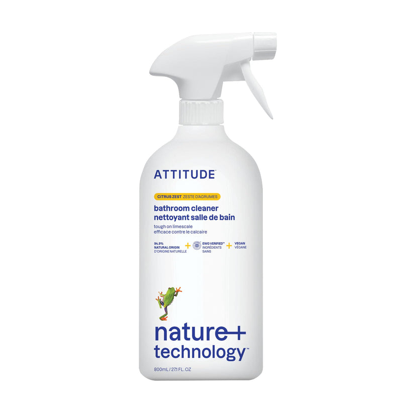 ATTITUDE Bathroom Cleaner, EWG Verified, Plant- and Mineral-Based Ingredients, Vegan and Cruelty-Free Household Products, Citrus Zest, 27.1 Fl Oz