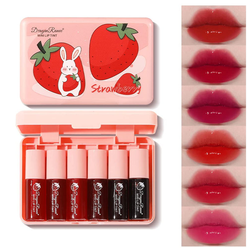 6 Colors Lip Tint Stain Set, Korean Velvet Watery Lip Stain Moisturizing Mini Liquid Lipstick, Multi-Use Lip and Cheek Tint, Long Lasting