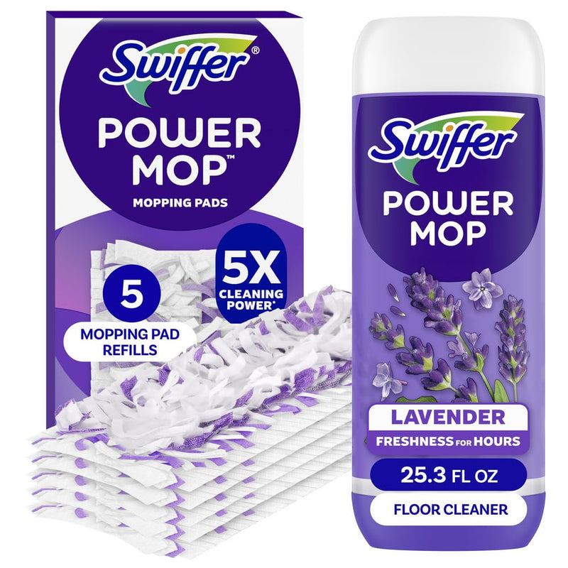 Swiffer Power Mop Refill Pack, Floor Cleaner for Mopping Tile, Vinyl, Laminate, Wood in Home, Bathroom, Kitchen, All Purpose Multi-Surface