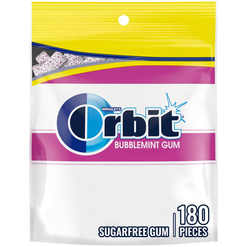 ORBIT Gum Bubblemint Sugar-Free Chewing Gum Bulk Pack - 180 Piece Resealable Bag