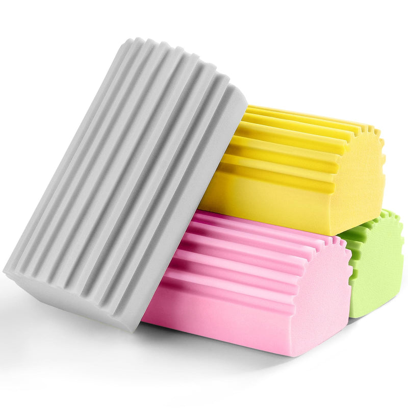 4-Pack Damp Clean Duster Sponge,Reusable Magic Dusting Sponge Brush for Cleaning Blinds, Glass, Baseboards,Vents,Railings,Mirrors,Window Track