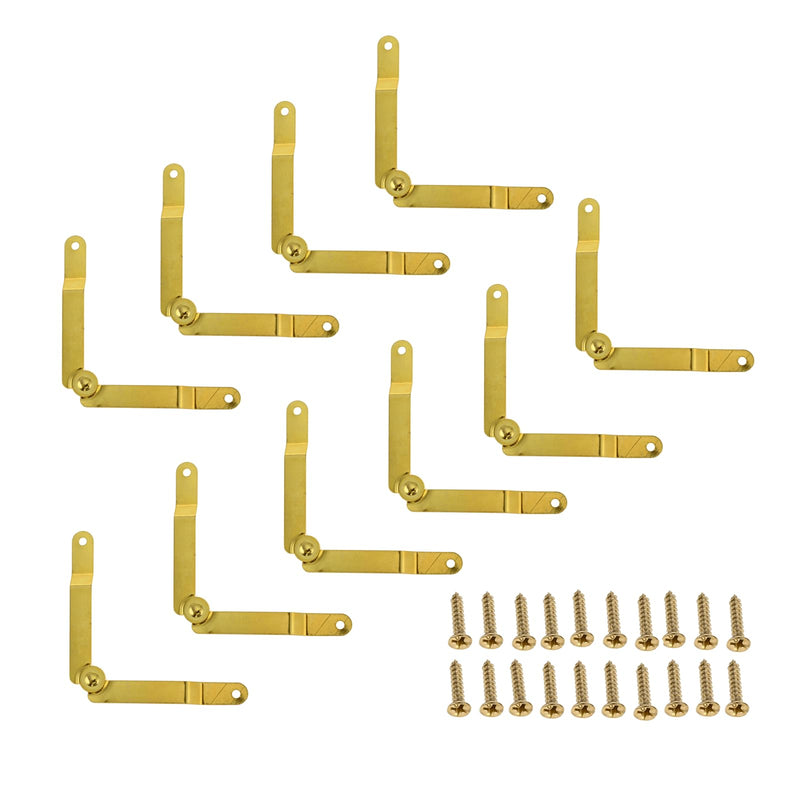 Dophee 10Pcs Gold Folding Lid Support Hinges for Jewelry Box Gift Wooden Boxes Cases Display - 62X8Mm/2.44"X0.31