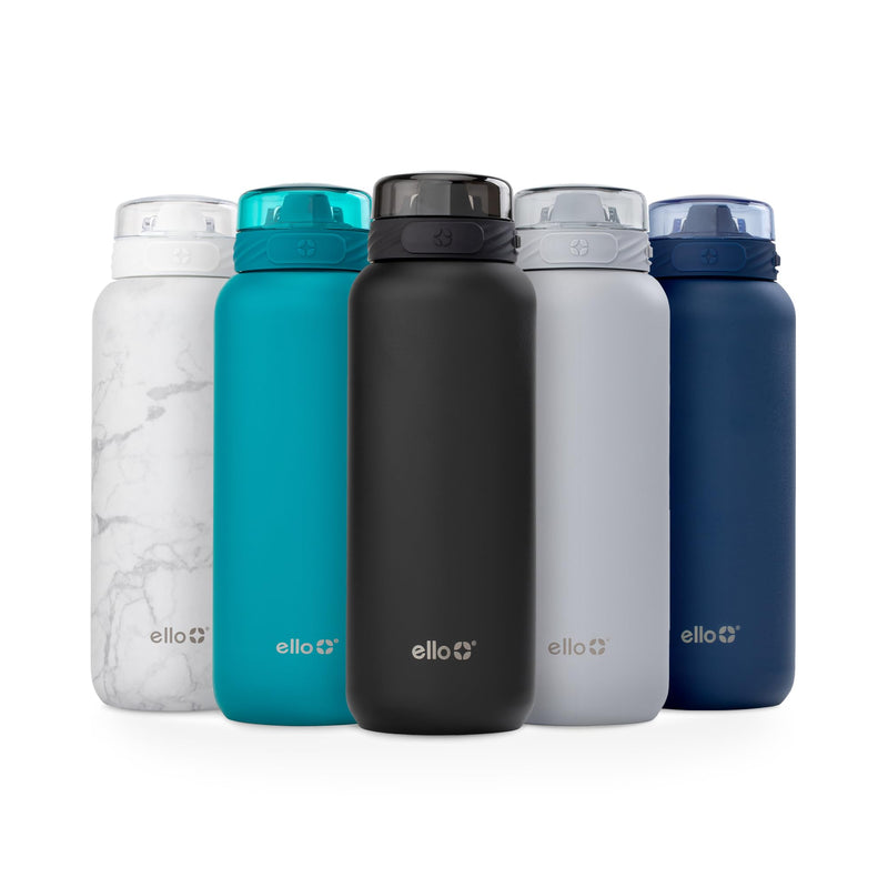Ello Cooper 32Oz Stainless Steel Water Bottle with Straw and Carry Handle, Double Walled and Vacuum Insulated Metal, Leak Proof Locking Lid with