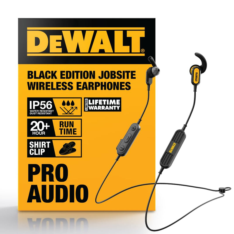 DEWALT Heavy Duty Neckband Bluetooth Earbuds, Wireless Bluetooth 5.2 Headphones W/Microphone, Lightweight Comfort, IP56 Waterproof, Deep Bass