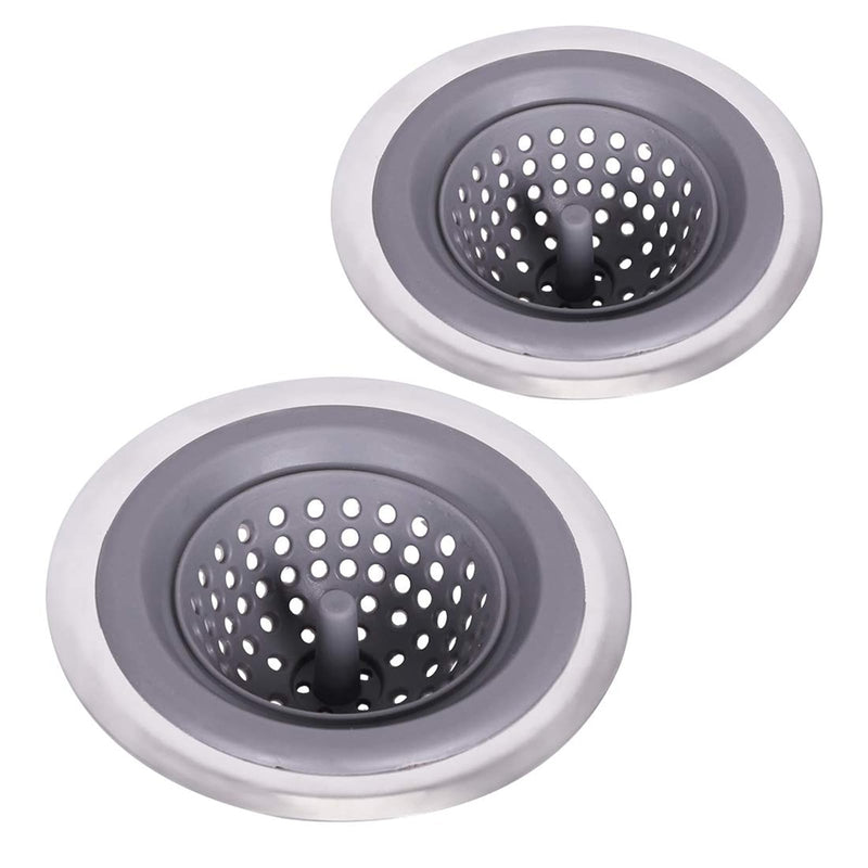 2 Pack Kitchen Sink Drain Strainer Silicone Stainless, Drain Protector,Prevent Clogging, Large Wide Rim 4.5 inch Diameter, Tools Home Improvement