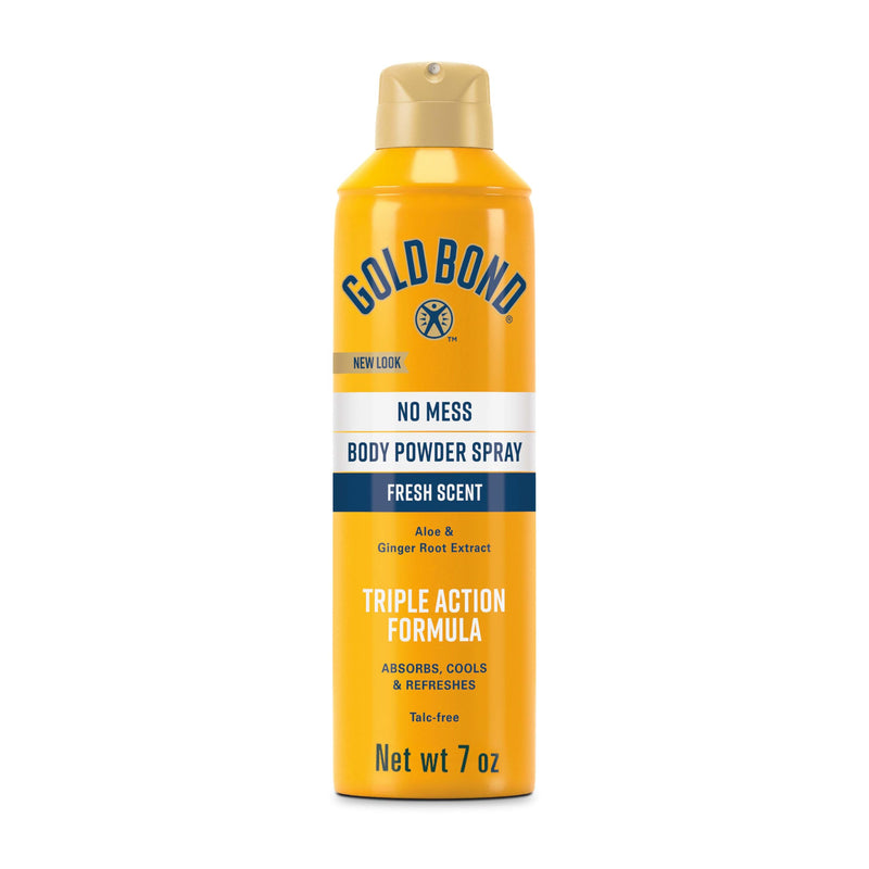 Gold Bond No Mess Talc-Free Body Powder Spray, 7 Oz., Fresh Scent, with a Triple Action Formula