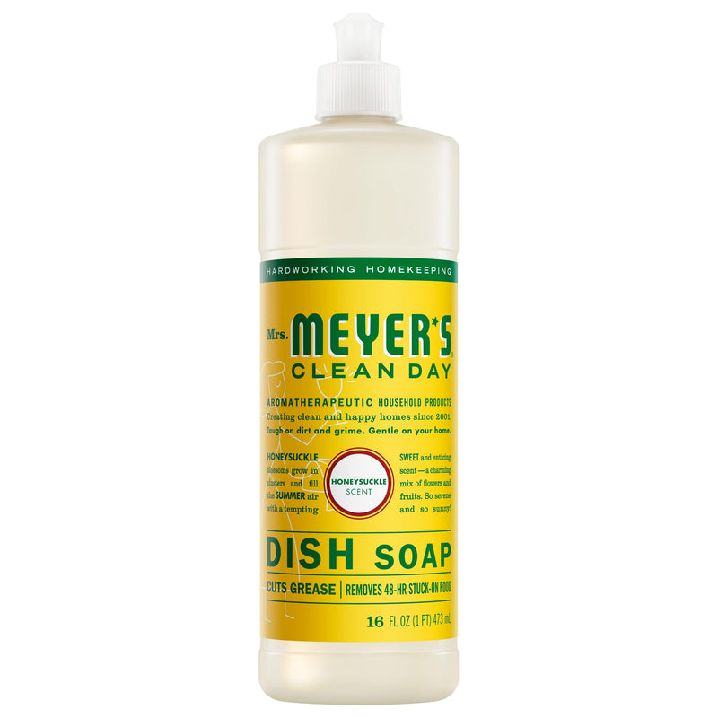 MRS. MEYER'S CLEAN DAY Liquid Dish Soap, Biodegradable Formula, Honeysuckle, 16 Fl. Oz