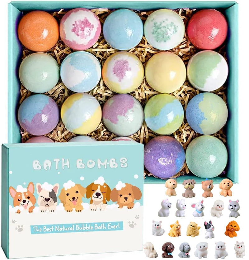 Bath Bombs for Kids with Surprise inside for Girls Boys Toddlers, 20 Pack Organic Kids Bath Bombs with Puppy Dolls Inside, Kids Safe Handmade