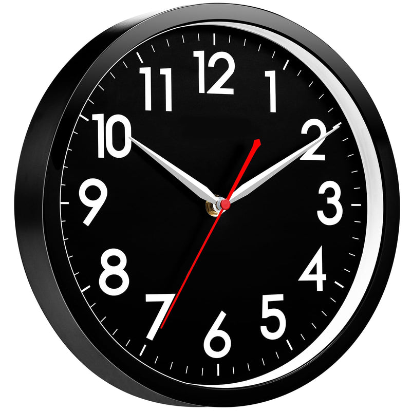 AKCISOT Wall Clock Modern Black Silent Non Ticking Wall Clocks Battery Operated 12 Inch, Small Analog Classic Clock Decorative for Bedroom,