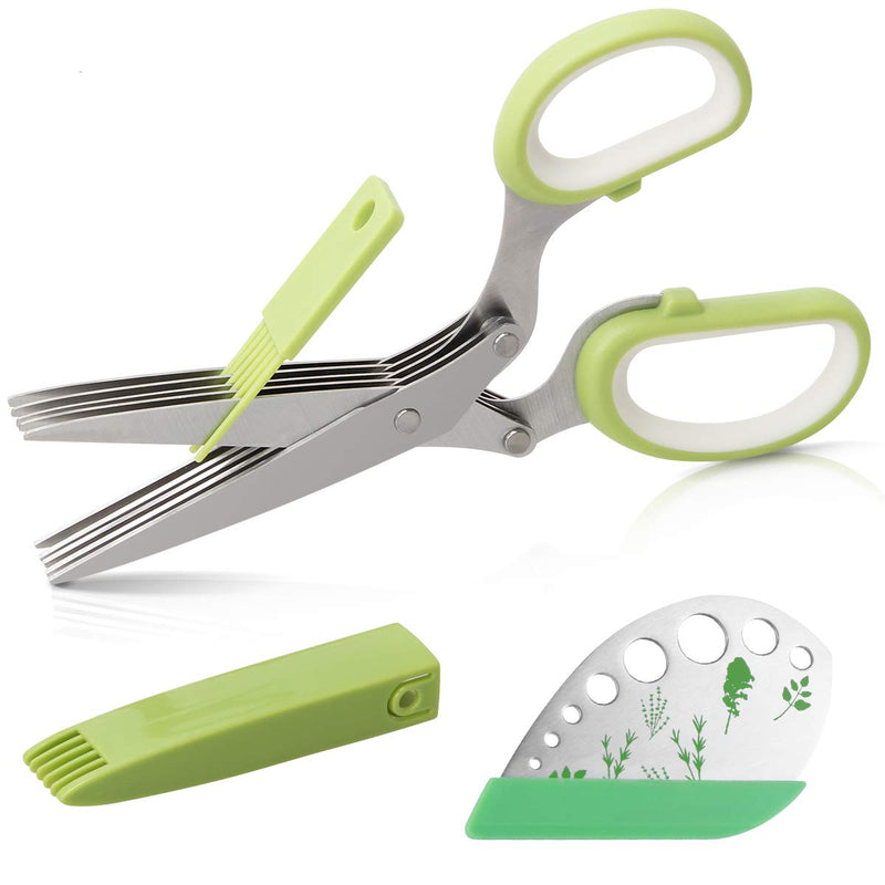 Herb Scissors Herb Stripper Set, Luxiv Stainless Steel Herb Cutter Tools 5-Blades Scissors with Herb Stripping Tool, Safe Cover, Cleaning Comb