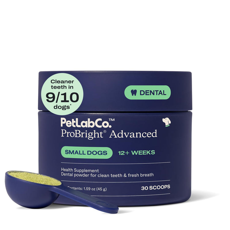 Petlab Co. Probright Advanced Dental Powder - Dog Breath Freshener - Teeth Cleaning Made Easy â Targets Tartar & Bad Breath - Formulated for Small