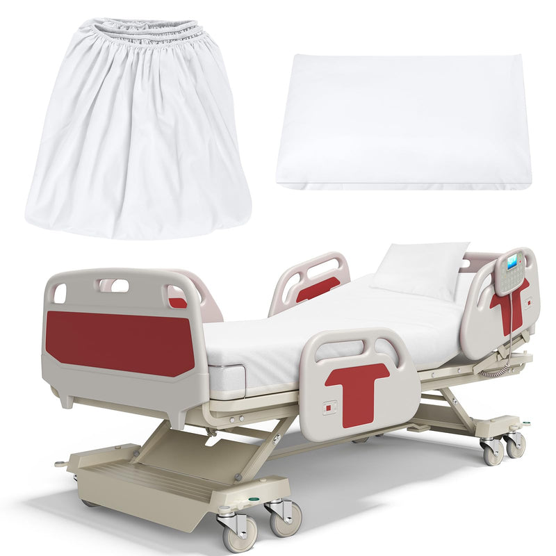 Preboun 2 Pcs Hospital Bed Sheet Fitted 36 X 84 X 14 Inch with Hospital Bed Sheets and Pillow Cases Elastic All around for Home, Massage Table,