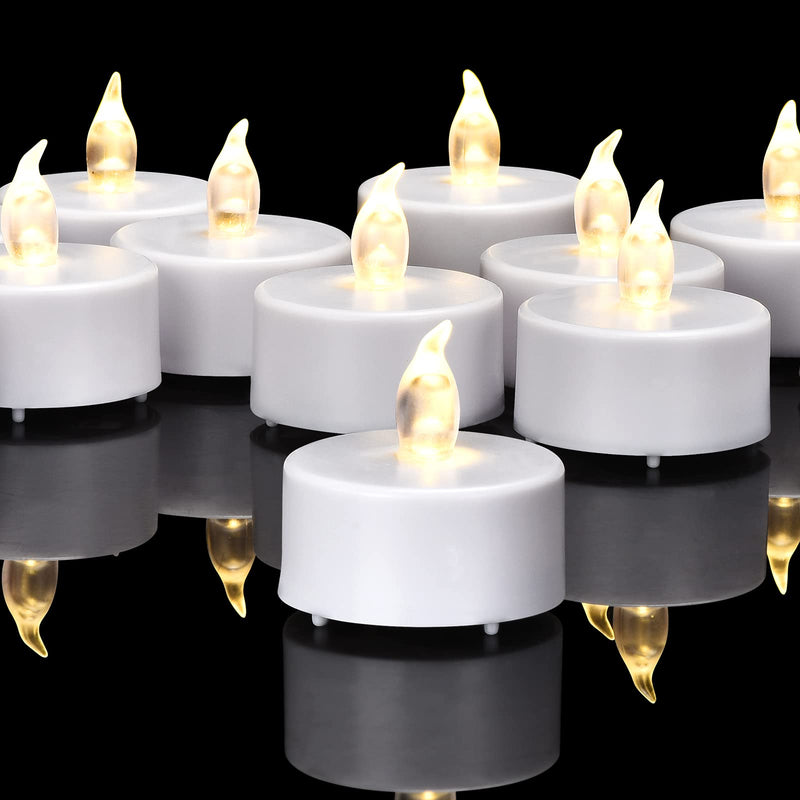 Battery Operated Flameless Tea Lights, Led Flickering Electric Votive Candle 24 Pack Realistic and Bright for Seasonal, Festive Celebrations and