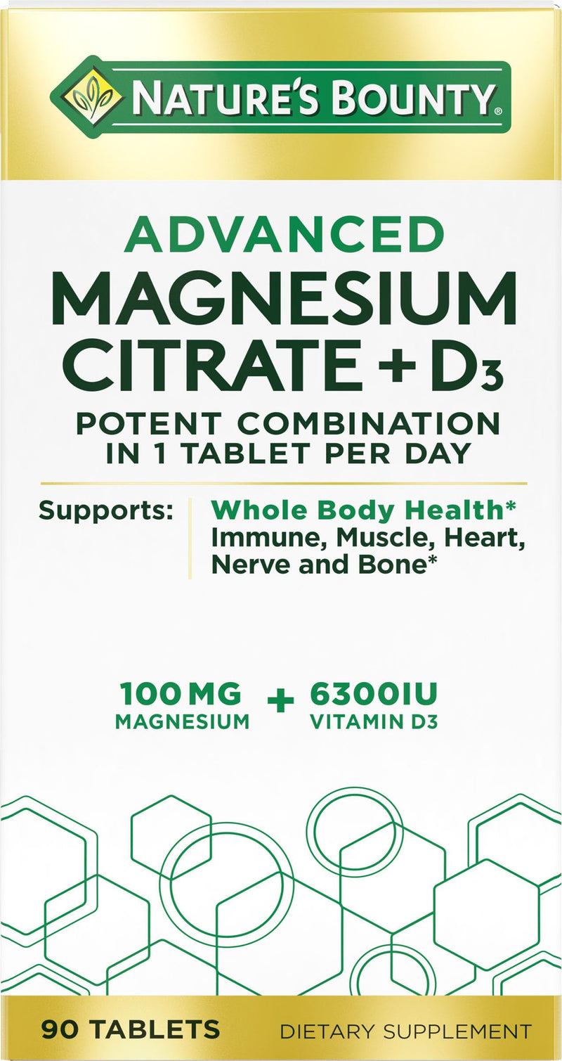 Nature'S Bounty Advanced Vitamin D3 with Magnesium Citrate Immune Formula, Supports Immune and Bone Health, 90 Tablets