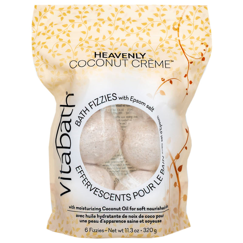 Vitabath Heavenly Coconut Crème Bath Fizzies with Epsom Salt Relax Nourish Unwind Body & Mind Calming Aromatherapy for Muscle Soreness & Reviving