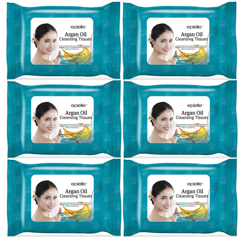 Epielle Argan Oil Makeup Remover Cleansing Wipes Tissue | Gentle for All Skin Types | Daily Facial Cleansing Towelettes | Removes Dirt, Oil,
