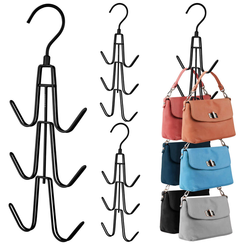 ZEDODIER Purse Hanger Organizer for Closet, 4 Pack Hanging Bag Holder, Keeping Purses Visible and in Good Condition, Metal Handbag Storage Hook