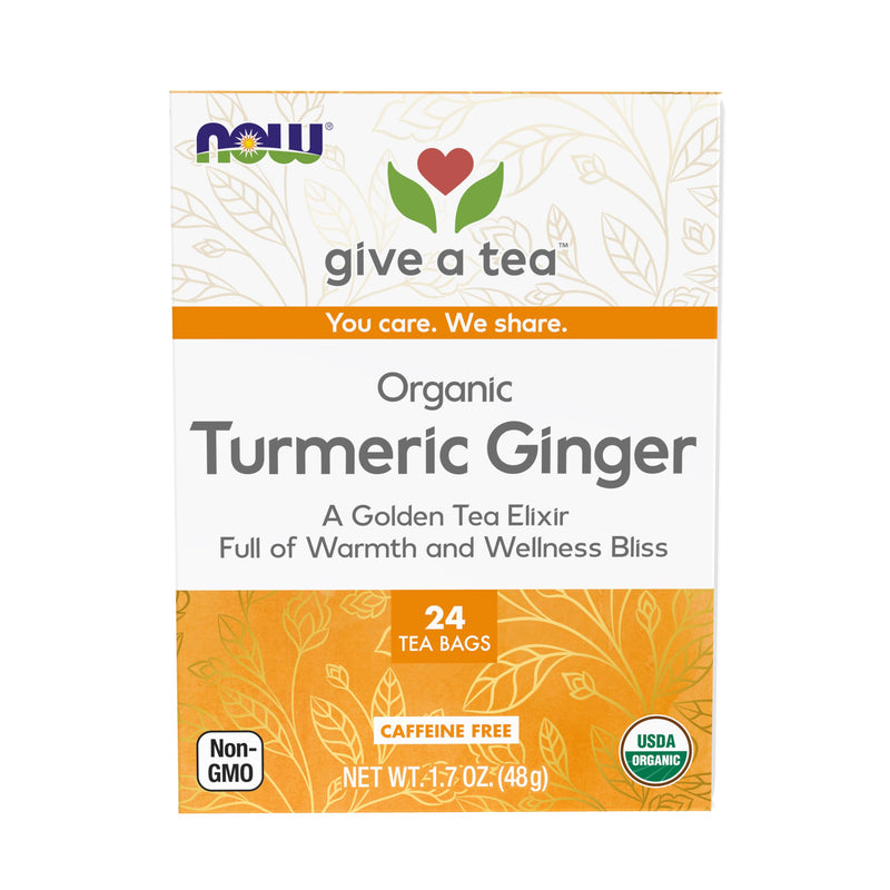 Give a Tea Organic Turmeric Ginger Tea, Caffeine-Free, USDA Certified Organic, Non-Gmo, 24 Tea Bags, 1.7 Ounce (Pack of 6)