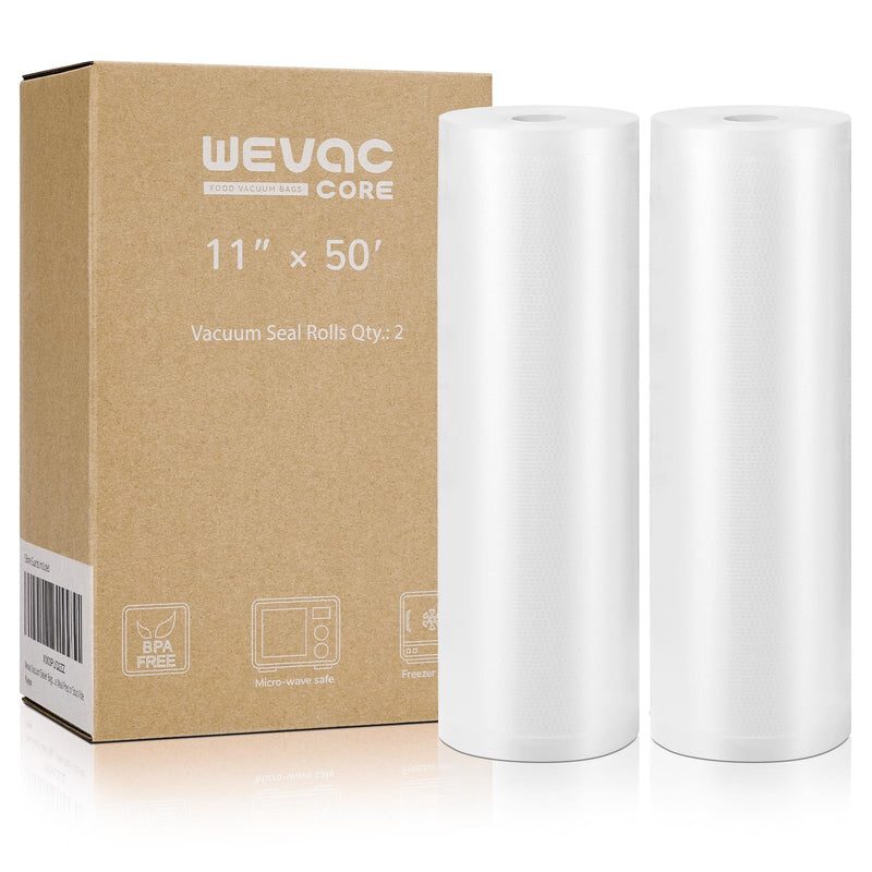 Wevac Vacuum Sealer Bags 11X50 Rolls 2 Pack for Food Saver, Seal a Meal, Weston. Commercial Grade, BPA Free, Heavy Duty, Great for Vac Storage,