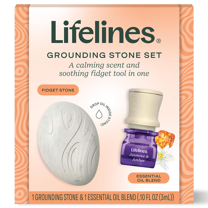 Lifelines Scent-Infused Grounding Stones, 2-Pack, Flow Pack - Portable Fidgets for Adults with Essential Oil Blend & Diffusion Stones for Sensory