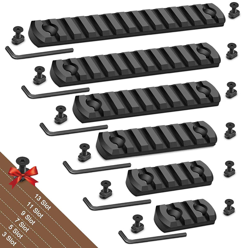 Single Picatinny Aluminum Accessory Rail Set for Mlock 3 5 7 9 11 13 Slots with 13 T-Nuts & Screws, 6 Wrench-Rounded Corner
