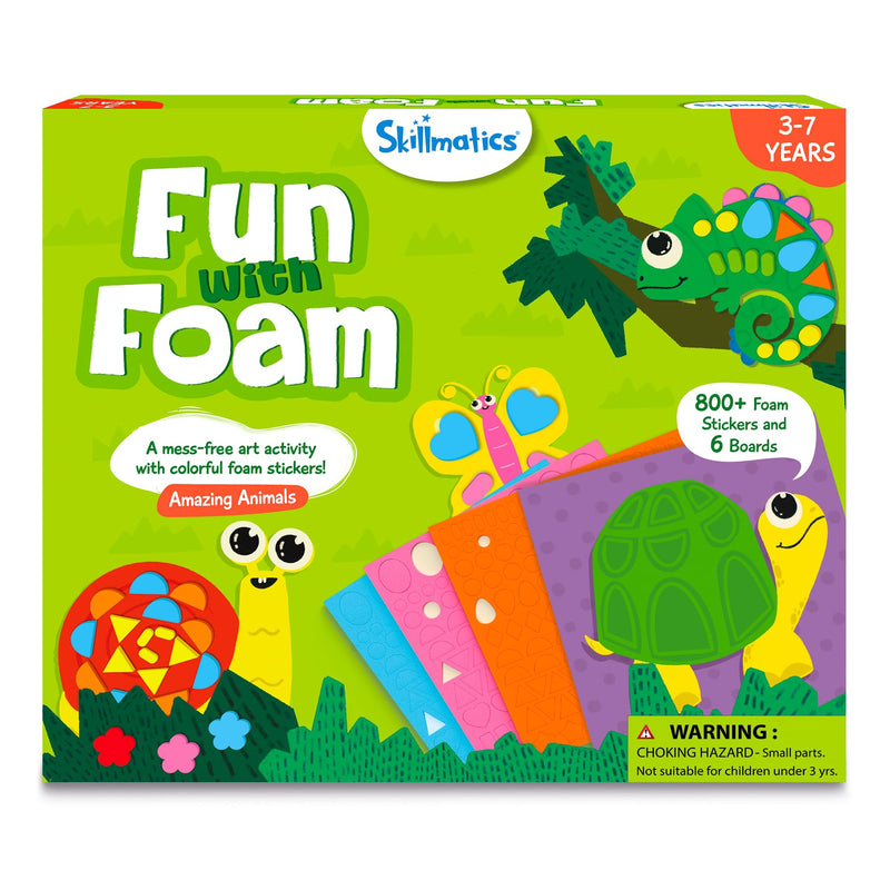 Skillmatics Foam Sticker Art Activity - Animals, Mess-Free Fun for Kids, 800+ 3D Foam Stickers, DIY Felt Craft Kits, Gifts for Boys & Girls Ages