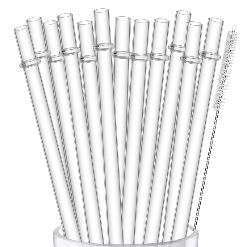 ALINK 12-Pack Reusable Plastic Clear Straws, 13 Inch Extra Long Tumbler Straws for Stanley Cups, 1 Gallon, 64 Oz 40 Oz 32 Oz Water Bottles, plus