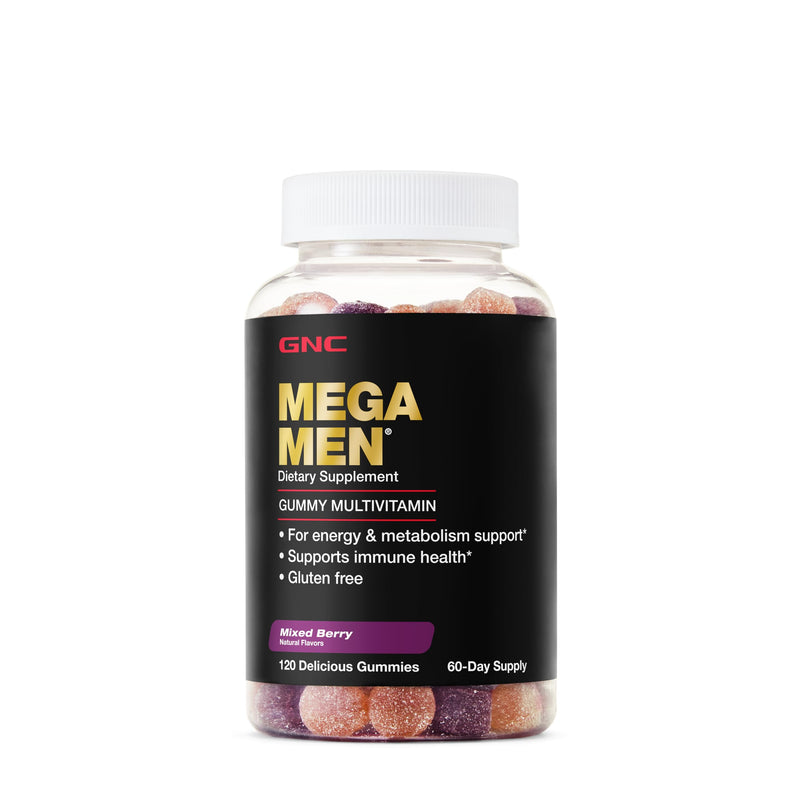 GNC Mega Men Gummy Multivitamin | Energy, Metabolism, & Immune Support | Mixed Berry | 120 Count