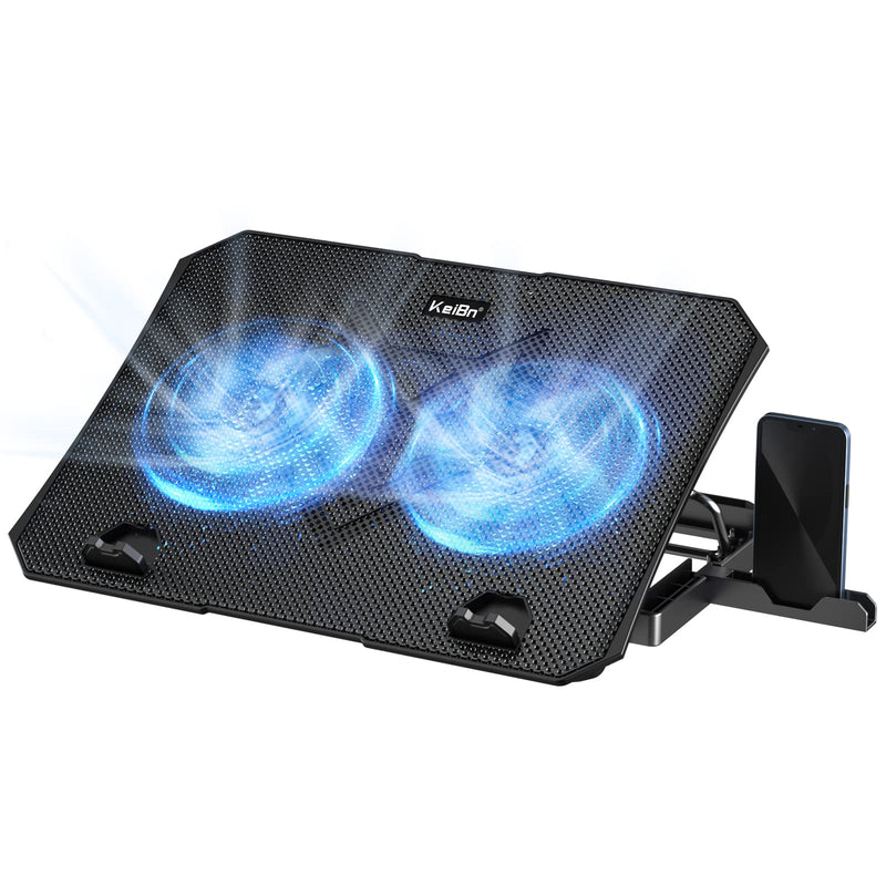Keibn Laptop Cooling Pad, Gaming Laptop Cooler 2 Fans for 10-15.6 Inch Laptops, 5 Height Stands, 2 USB Ports (S039)