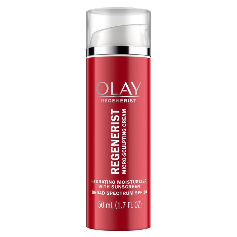 Face Moisturizer by Olay Regenerist Microsculpting Cream with SPF 30 Sunscreen and Vitamin E for Advanced Anti-Aging, 50Ml