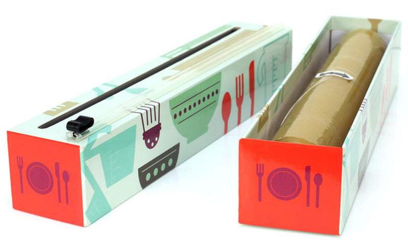 Chicwrap Marble Refillable Plastic Wrap Dispenser - Includes 12" X 250' Roll Professional Grade Disposable Plastic Wrap - Reusable Dispenser