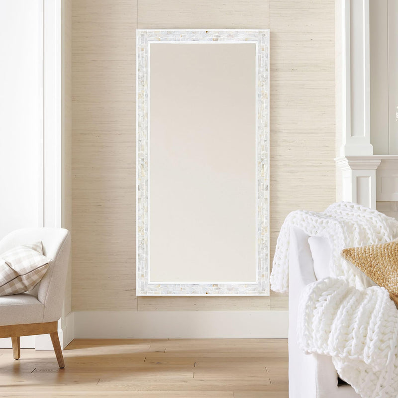 Tanmicoshomy 24 X 47 Inch Rectangle Wall Mirror, Natural Shell Framed Rectangular Mirror for Bathroom Vanity Bedroom, Living Room, Entryway, Wall