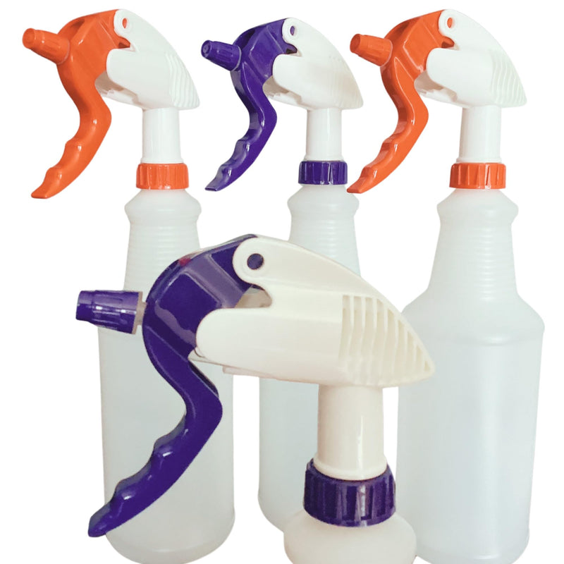 Spray Bottles Heavy Duty - 4 Pack 32 Oz, Empty Spray Bottles for Cleaning, Chemical Resistant HDPE, Industrial-Grade Spray Bottle with Heavy Duty
